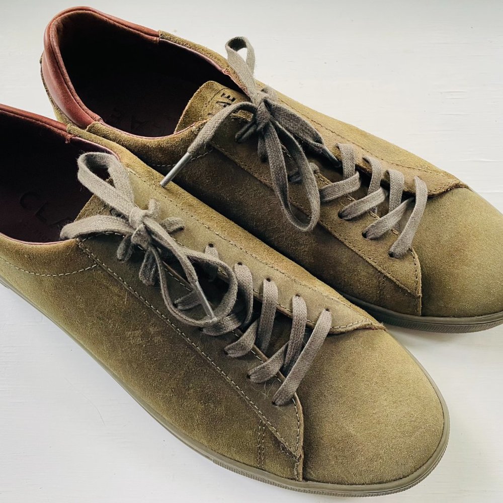 Clae Bradley Hiking Green Waxed Suede Mens Casual Sneakers
